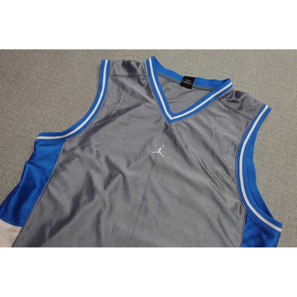 Jordan Tank Mens XL Gray Blue Jersey Mesh Basketball Jumpman Logo Athletic